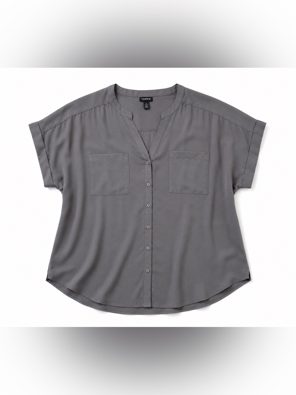 NWT Torrid Harper Dolman Blouse | Size 2X (18/20) Deep Gray Button Front - Picture 3 of 6